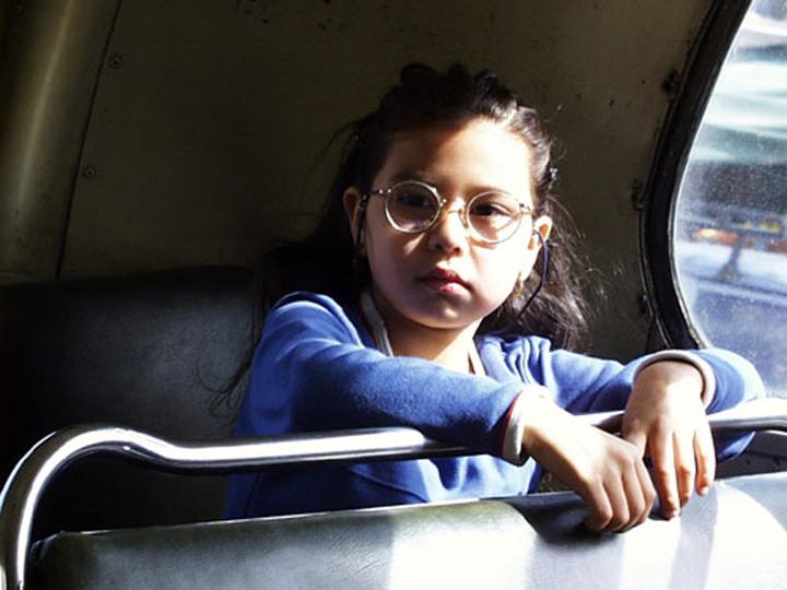 Girl in the bike trailer