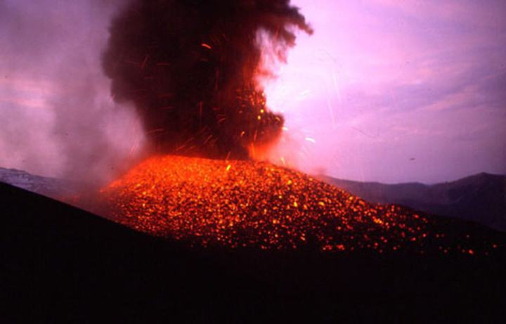 Navidad volcano erupting