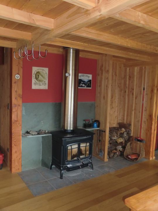 Wood stove in the living room