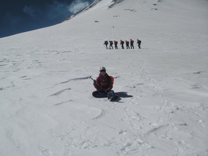 Climbing Villarrica in the snow